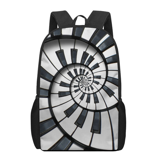 Spiral Piano Keyboard Print 17 Inch Backpack