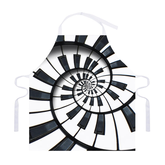 Spiral Piano Keyboard Print Adjustable Apron