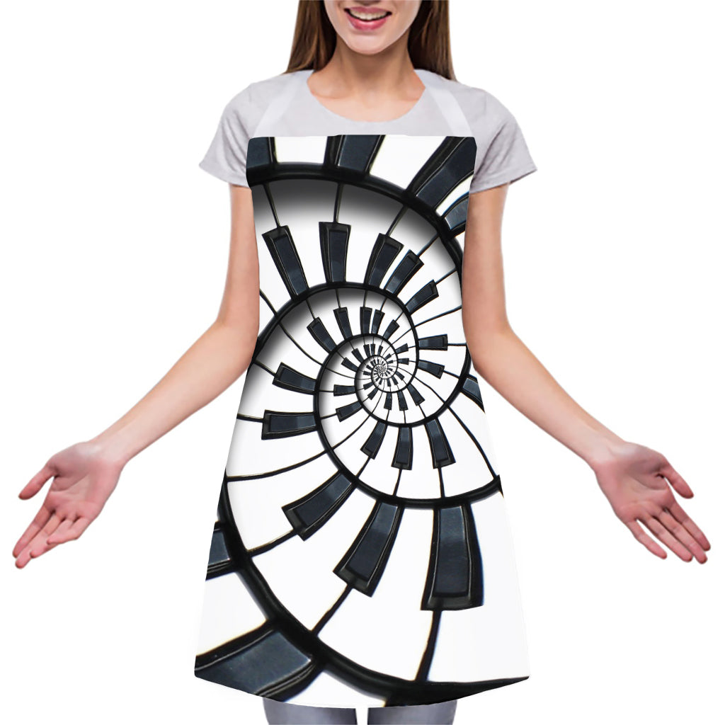 Spiral Piano Keyboard Print Adjustable Apron