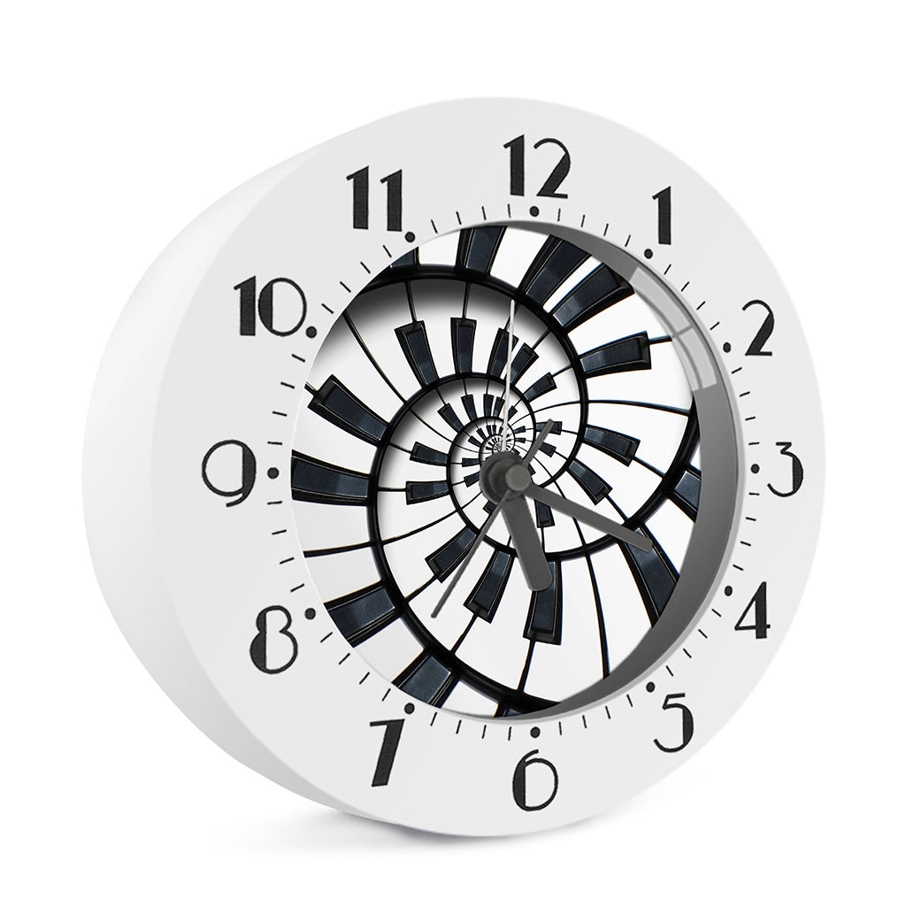 Spiral Piano Keyboard Print Alarm Clock