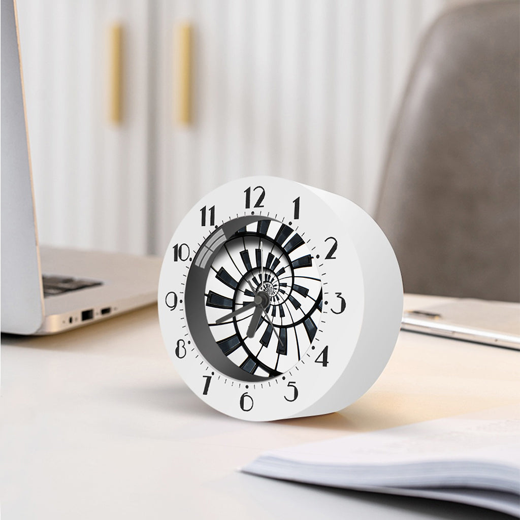 Spiral Piano Keyboard Print Alarm Clock