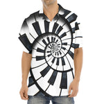Spiral Piano Keyboard Print Aloha Shirt