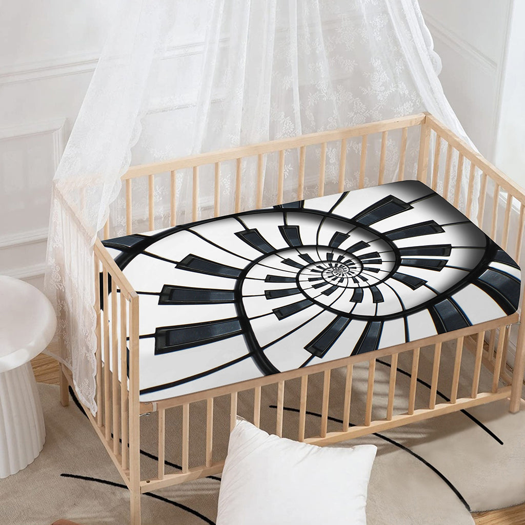 Spiral Piano Keyboard Print Baby Crib Sheet