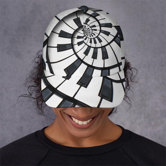 Spiral Piano Keyboard Print Baseball Cap