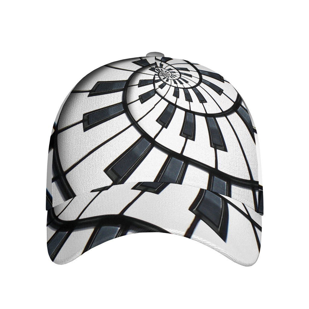 Spiral Piano Keyboard Print Baseball Cap