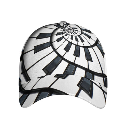 Spiral Piano Keyboard Print Baseball Cap