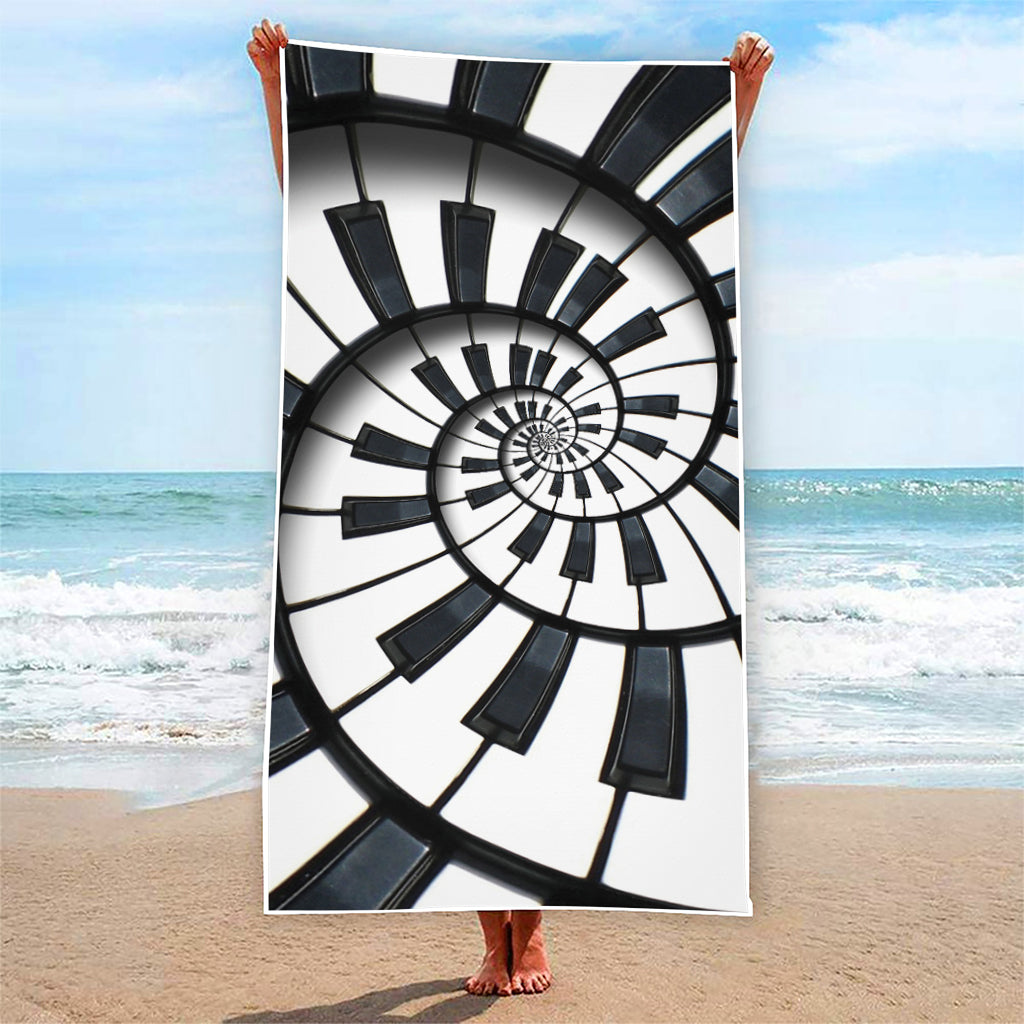 Spiral Piano Keyboard Print Beach Towel