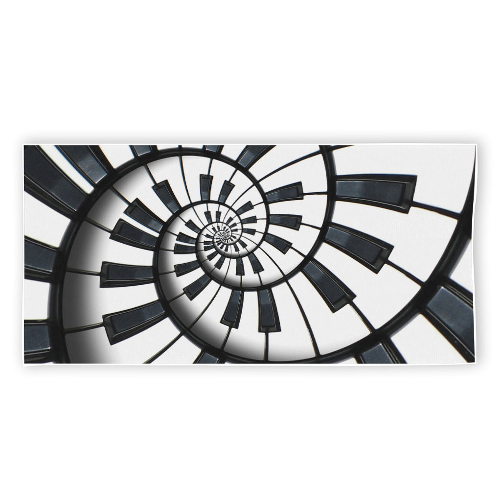 Spiral Piano Keyboard Print Beach Towel