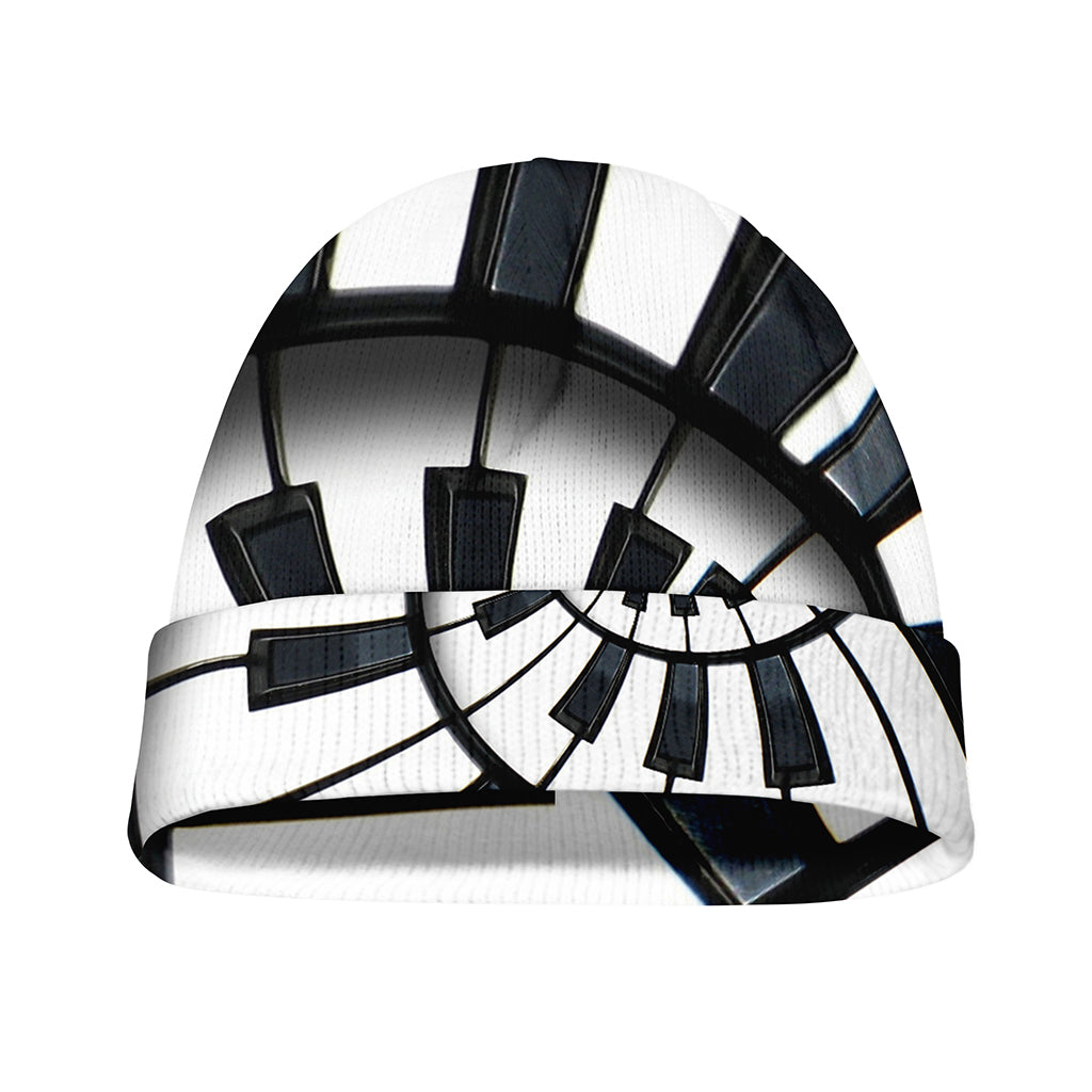 Spiral Piano Keyboard Print Beanie