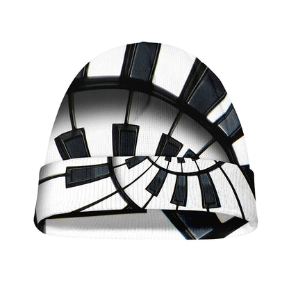 Spiral Piano Keyboard Print Beanie