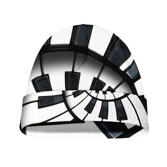Spiral Piano Keyboard Print Beanie