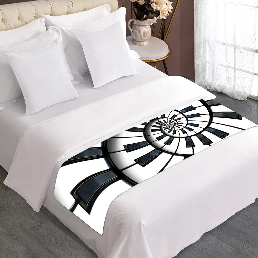 Spiral Piano Keyboard Print Bed Runner