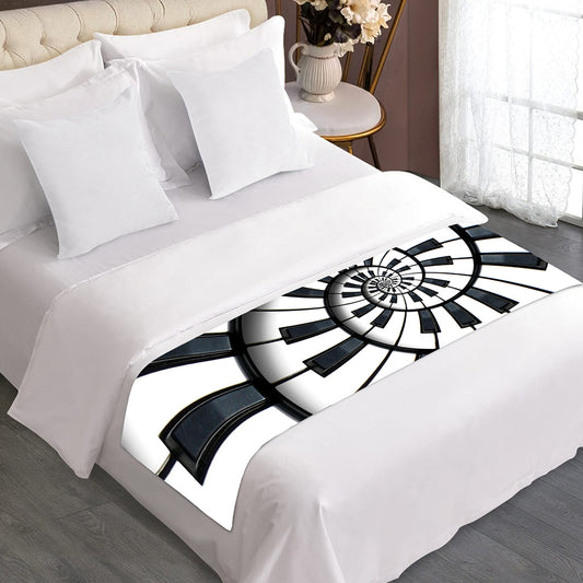 Spiral Piano Keyboard Print Bed Runner