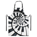 Spiral Piano Keyboard Print Bib Apron With Pocket