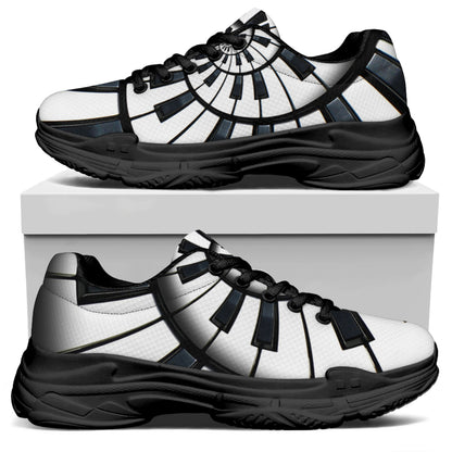 Spiral Piano Keyboard Print Black Chunky Shoes