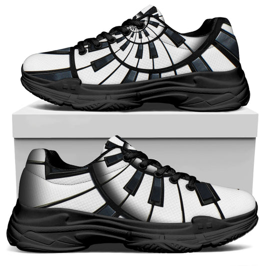 Spiral Piano Keyboard Print Black Chunky Shoes