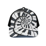 Spiral Piano Keyboard Print Black Mesh Trucker Cap