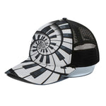 Spiral Piano Keyboard Print Black Mesh Trucker Cap