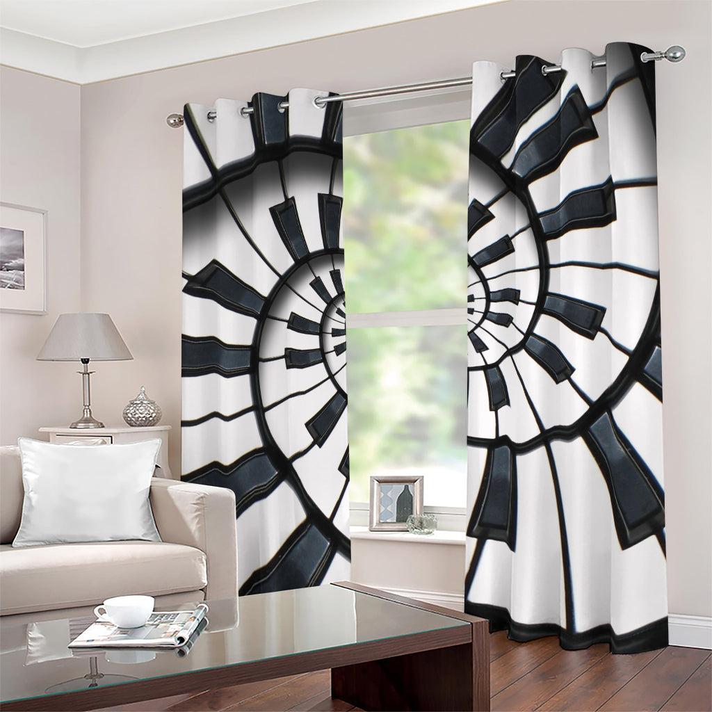 Spiral Piano Keyboard Print Blackout Grommet Curtains