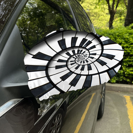 Spiral Piano Keyboard Print Car Side Mirror Covers