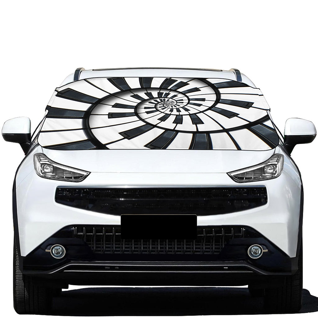 Spiral Piano Keyboard Print Car Windshield Snow Cover
