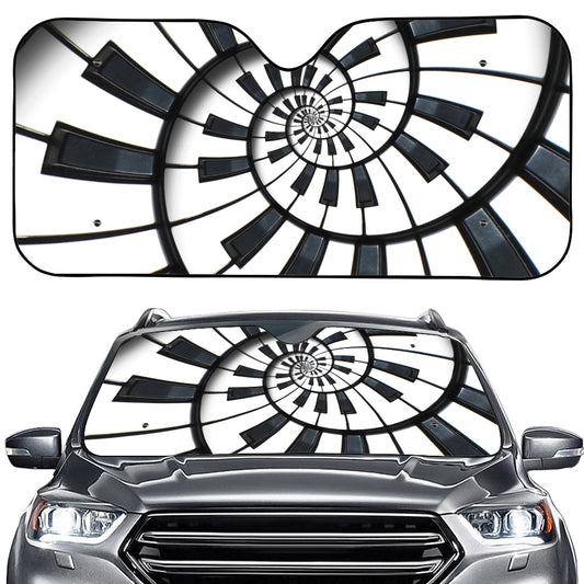 Spiral Piano Keyboard Print Car Windshield Sun Shade