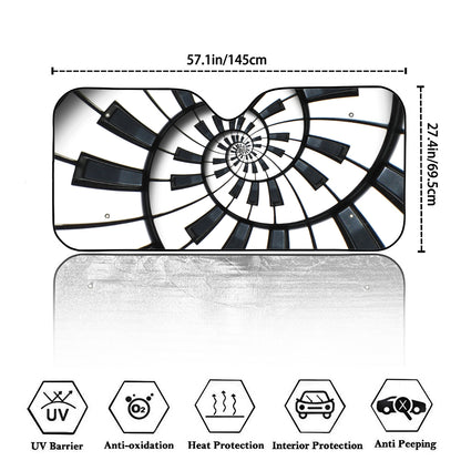 Spiral Piano Keyboard Print Car Windshield Sun Shade