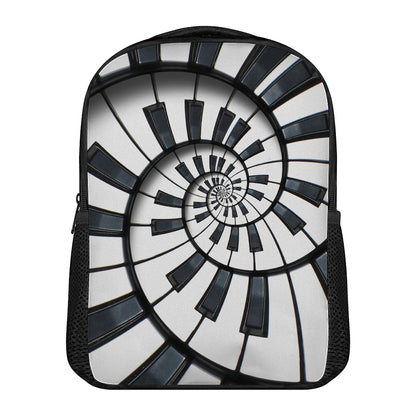 Spiral Piano Keyboard Print Casual Backpack