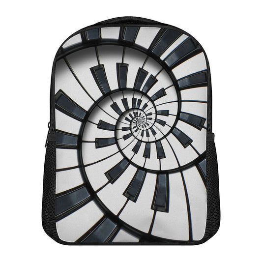 Spiral Piano Keyboard Print Casual Backpack