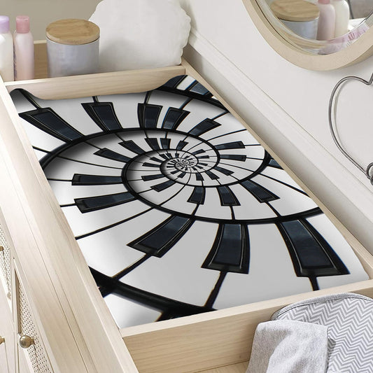 Spiral Piano Keyboard Print Changing Pad Cover