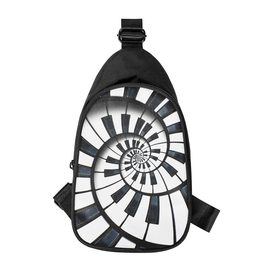 Spiral Piano Keyboard Print Chest Bag