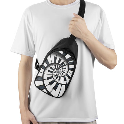 Spiral Piano Keyboard Print Chest Bag