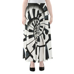 Spiral Piano Keyboard Print Chiffon Maxi Skirt