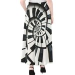 Spiral Piano Keyboard Print Chiffon Maxi Skirt