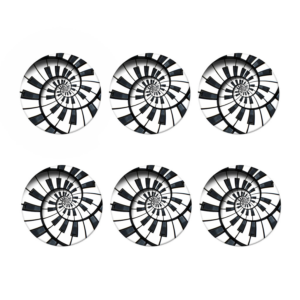 Spiral Piano Keyboard Print Coaster Set