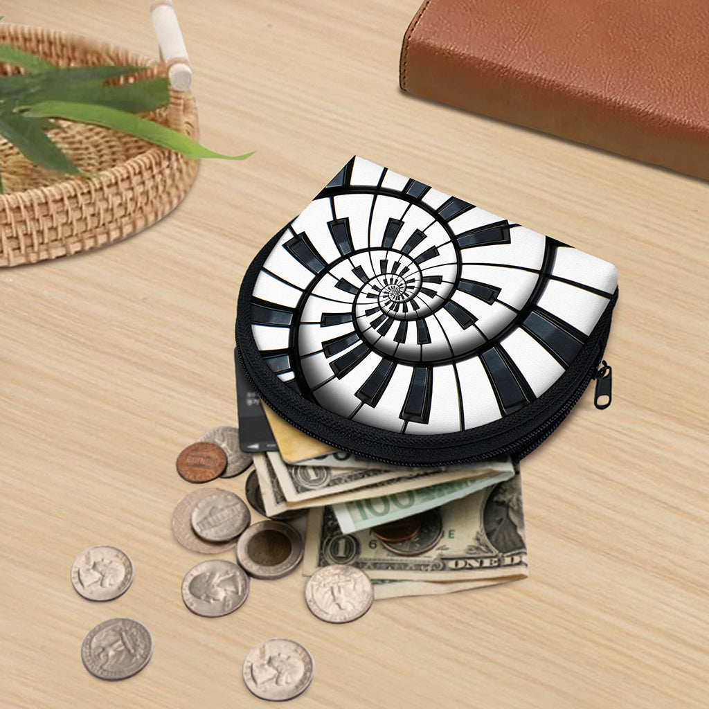 Spiral Piano Keyboard Print Coin Purse