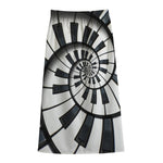 Spiral Piano Keyboard Print Cotton Front Slit Maxi Skirt