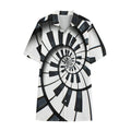 Spiral Piano Keyboard Print Cotton Hawaiian Shirt