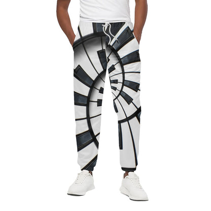 Spiral Piano Keyboard Print Cotton Pants