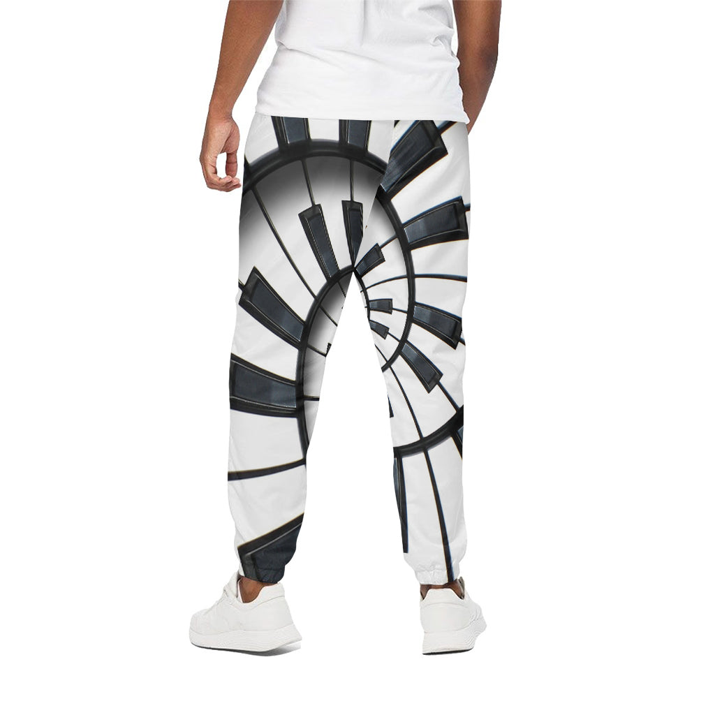 Spiral Piano Keyboard Print Cotton Pants