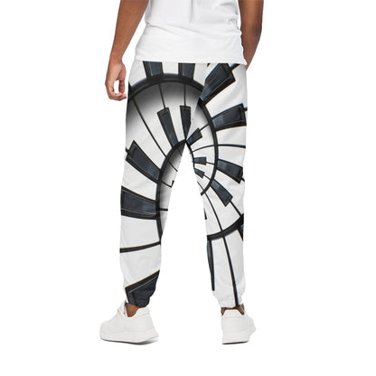 Spiral Piano Keyboard Print Cotton Pants