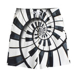 Spiral Piano Keyboard Print Cotton Shorts