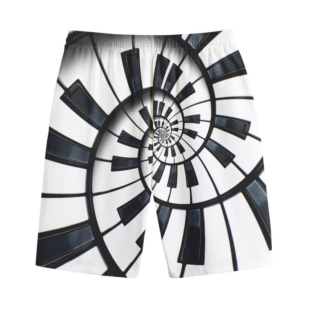 Spiral Piano Keyboard Print Cotton Shorts