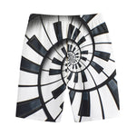 Spiral Piano Keyboard Print Cotton Shorts