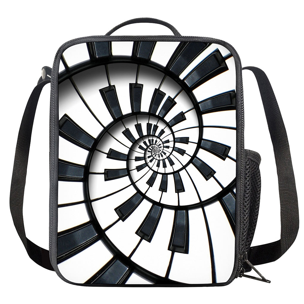 Spiral Piano Keyboard Print Crossbody Lunch Bag