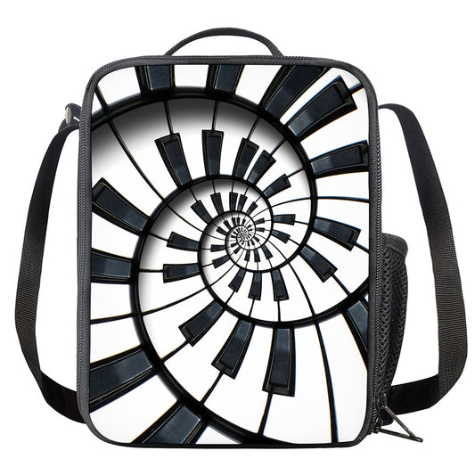 Spiral Piano Keyboard Print Crossbody Lunch Bag