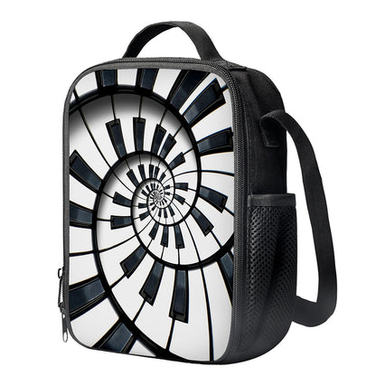 Spiral Piano Keyboard Print Crossbody Lunch Bag