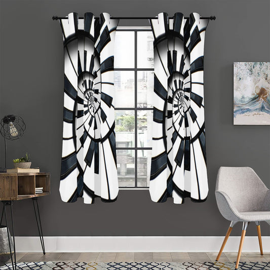 Spiral Piano Keyboard Print Curtain