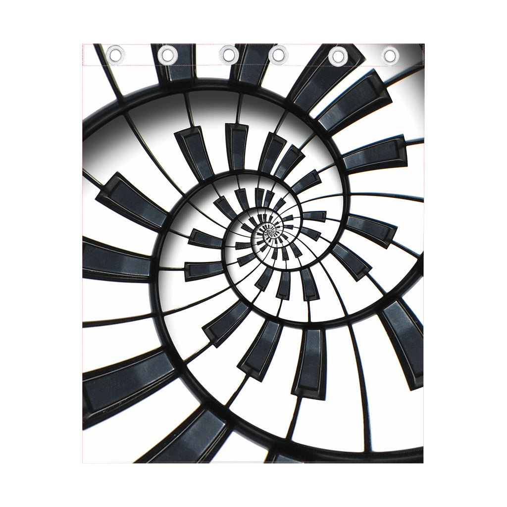 Spiral Piano Keyboard Print Curtain