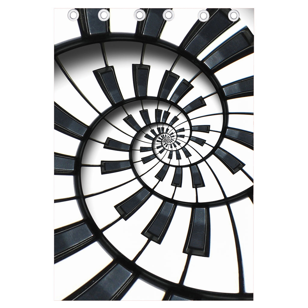 Spiral Piano Keyboard Print Curtain